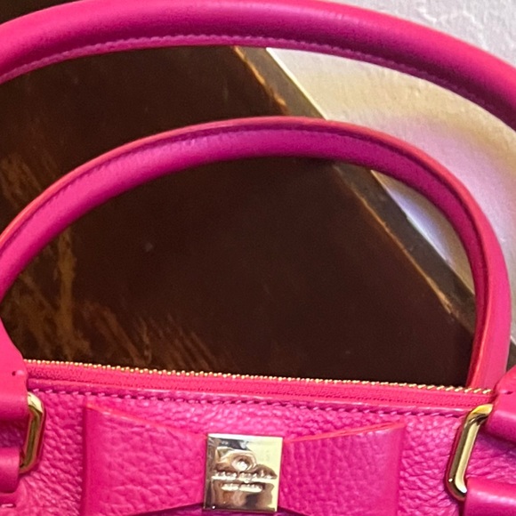 Pink Leather Kate Spade Handbag with Bow Accent - Picture 9 of 11